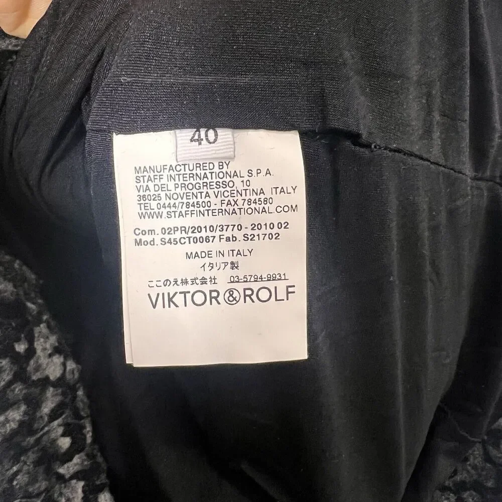 Viktor & Rolf Mini Dress‎ Women 40 Textured Dark Edgy Academia Long Sleeve Italy